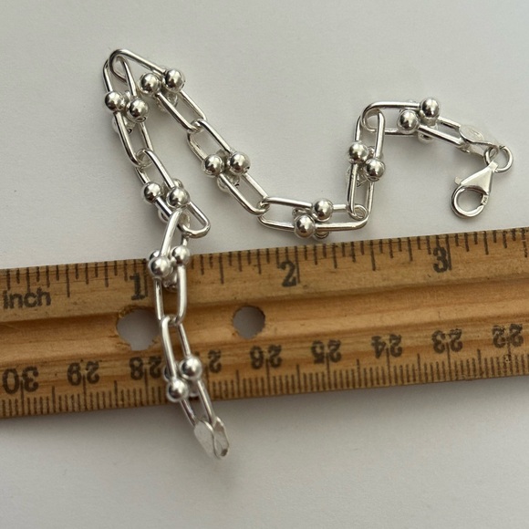 Unisex link chain 925 silver bracelet 7.25” 7.25 inches - Picture 2 of 4